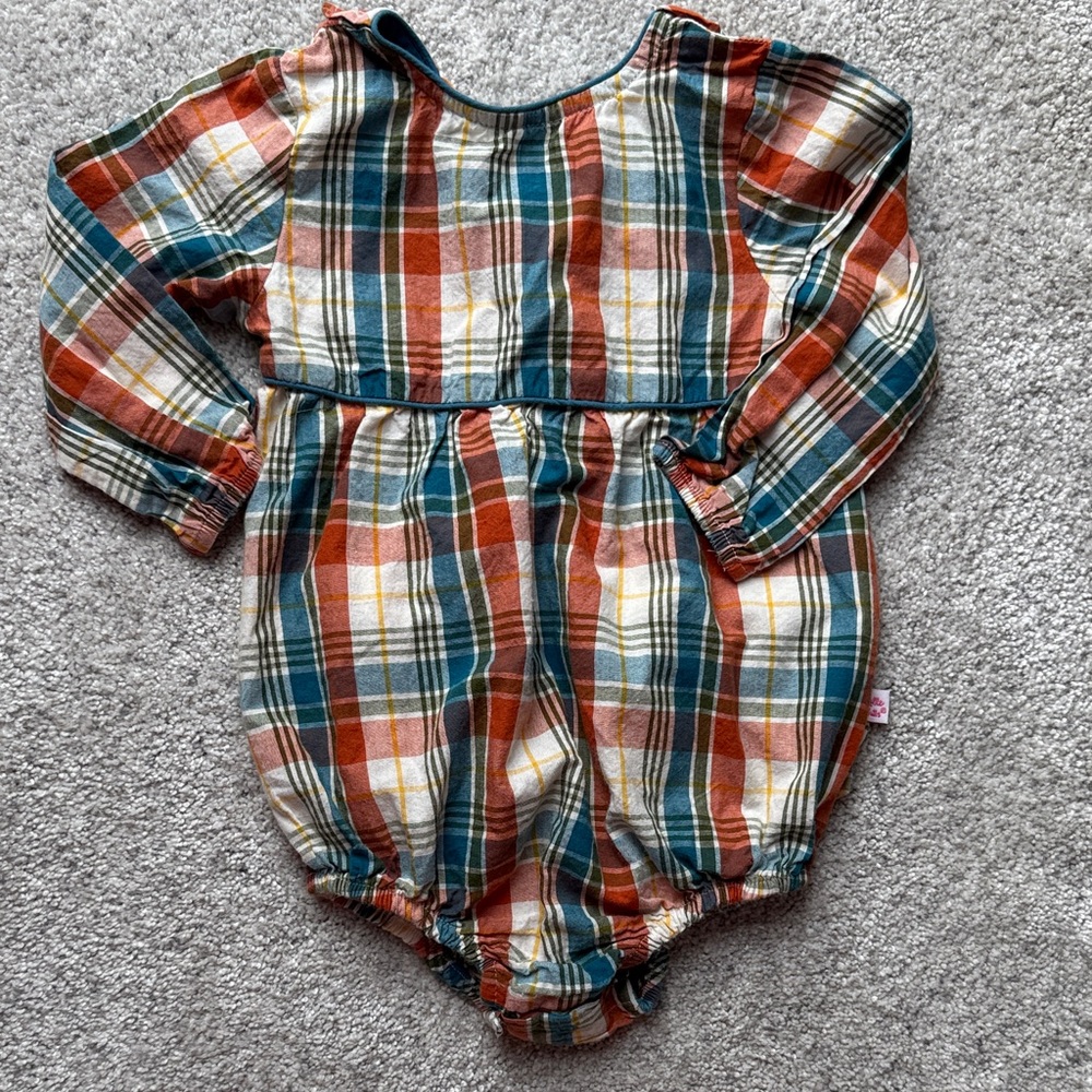 Ruffle Butts Fall Plaid Baby Romper 12-18 mo